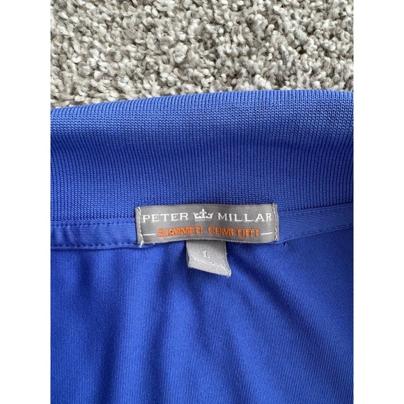 Peter Millar Polo Shirt Mens Size Large Blue Summer Comfort Performance - Picture 4 of 6